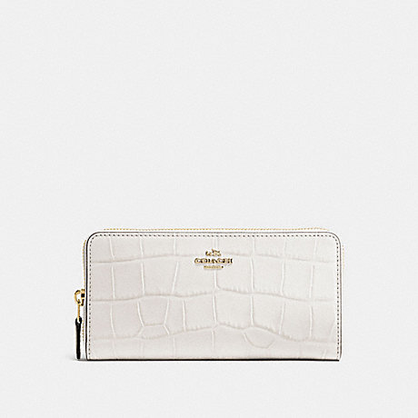 COACH ACCORDION ZIP WALLET IN CROC EMBOSSED LEATHER - IMITATION GOLD/CHALK - f54757
