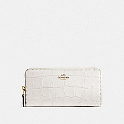 COACH ACCORDION ZIP WALLET IN CROC EMBOSSED LEATHER - IMITATION GOLD/CHALK - F54757