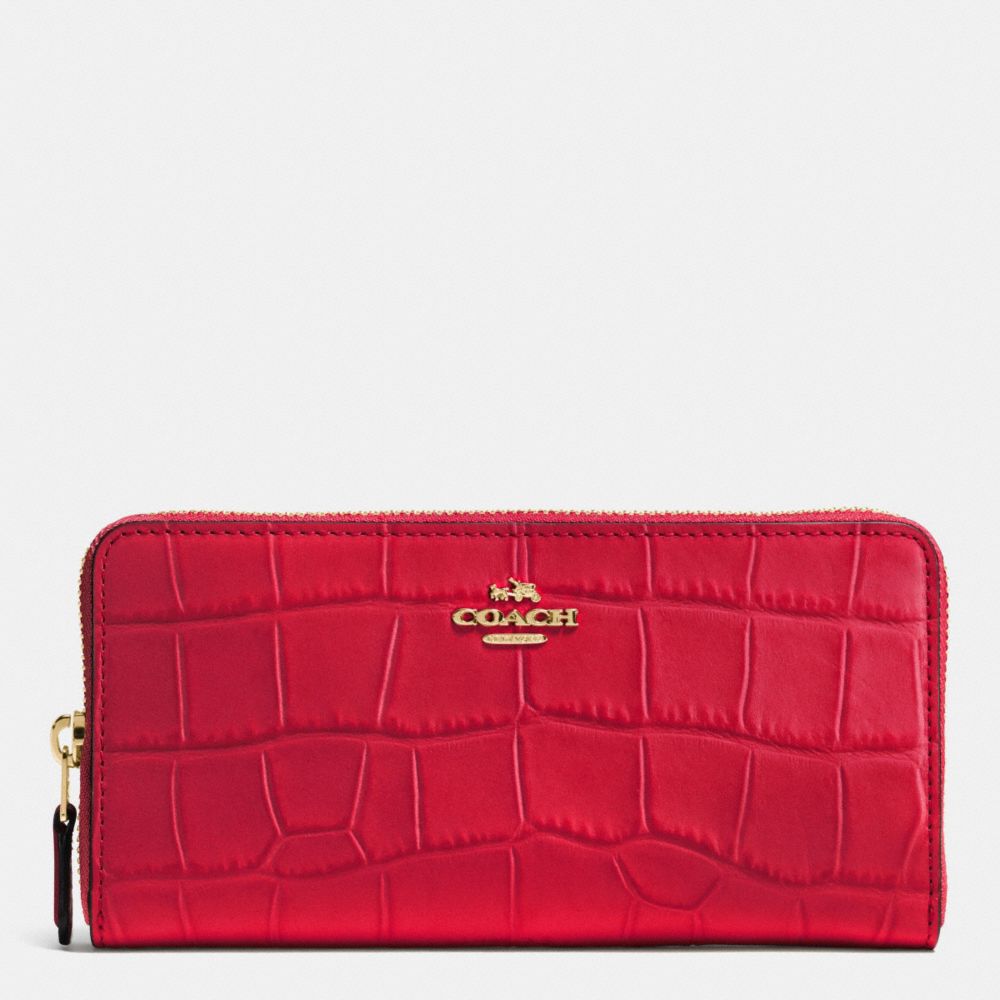 COACH ACCORDION ZIP WALLET - IMITATION GOLD/TRUE RED - f54757