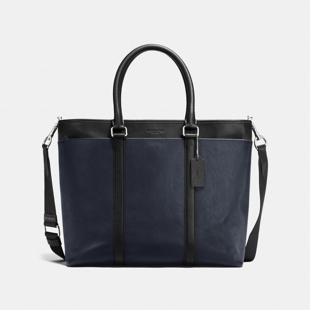 PERRY BUSINESS TOTE IN SMOOTH LEATHER - f54758 - MIDNIGHT/BLACK