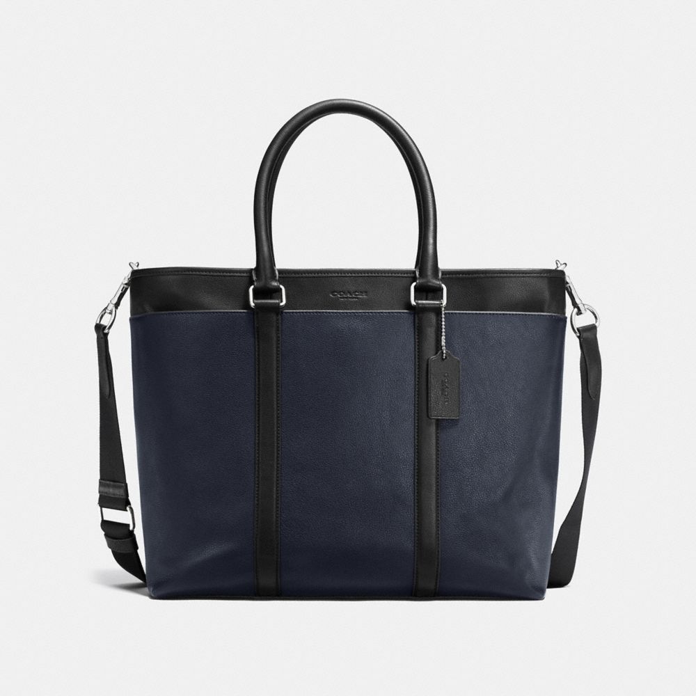 COACH f54758 PERRY BUSINESS TOTE IN SMOOTH LEATHER MIDNIGHT/BLACK