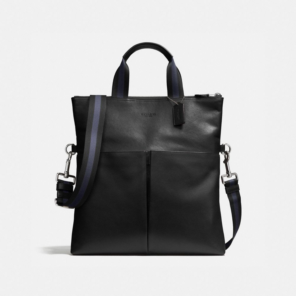 COACH F54759 Charles Foldover Tote In Smooth Leather BLACK