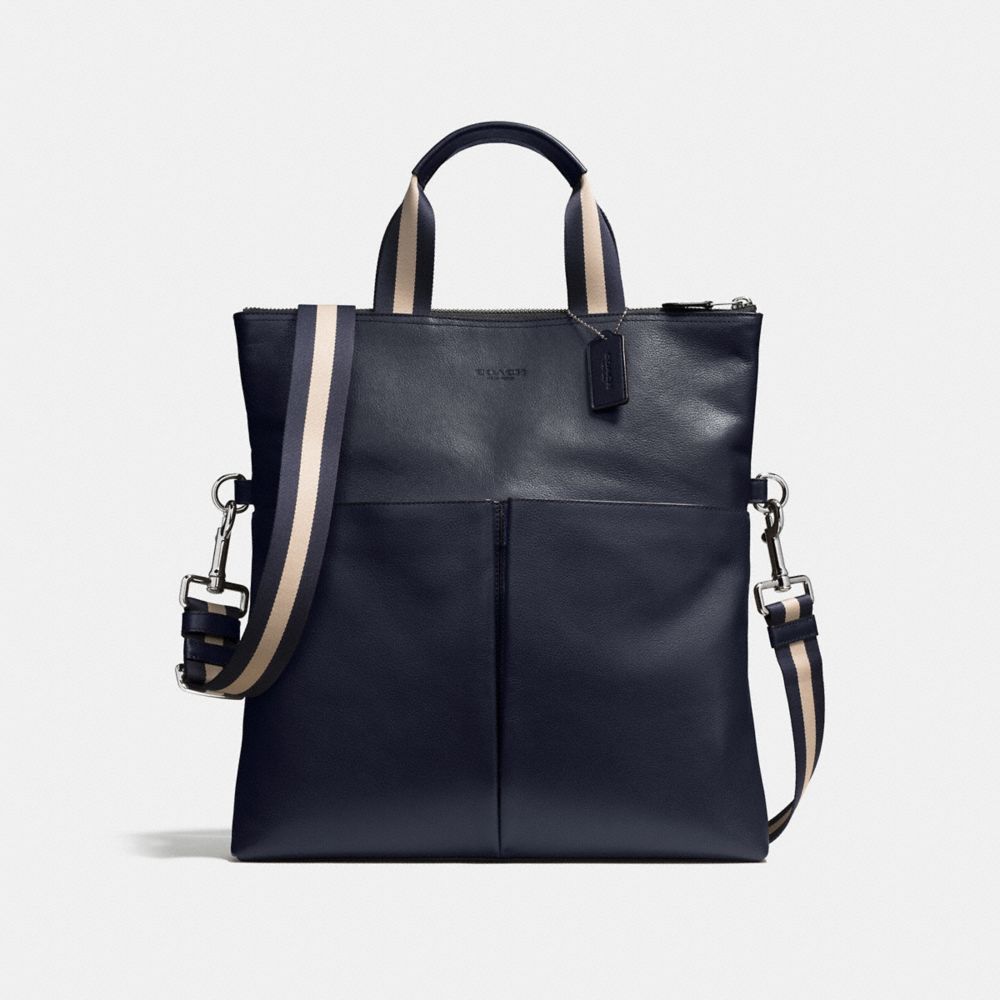 COACH f54759 CHARLES FOLDOVER TOTE IN SMOOTH LEATHER MIDNIGHT