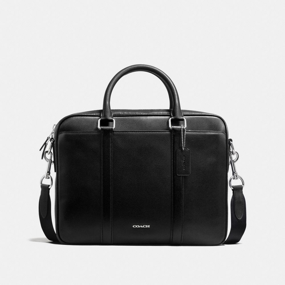 COACH F54764 Perry Compact Brief In Crossgrain Leather BLACK