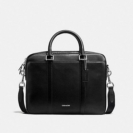 COACH F54764 PERRY COMPACT BRIEF IN CROSSGRAIN LEATHER BLACK