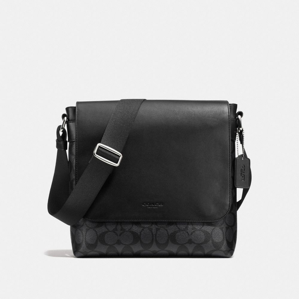 CHARLES SMALL MESSENGER IN SIGNATURE - CHARCOAL/BLACK - COACH F54771