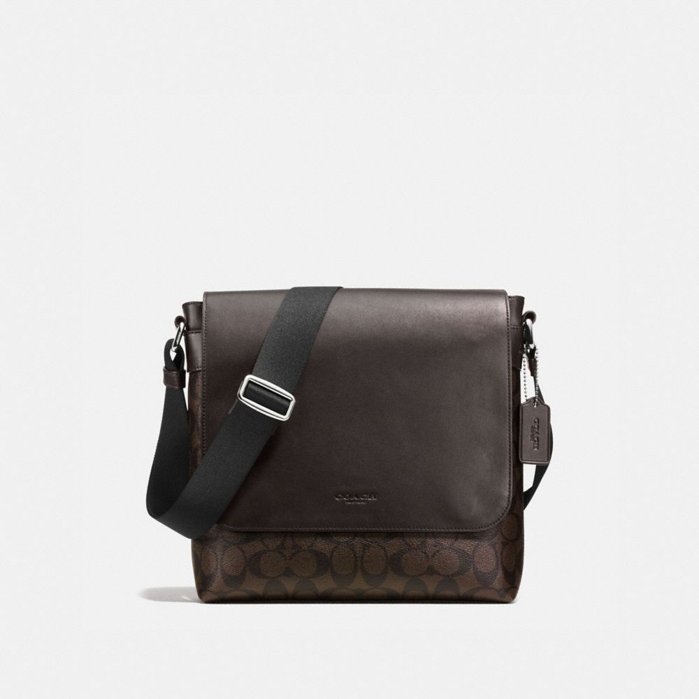 COACH F54771 Charles Small Messenger In Signature MAHOGANY/BROWN