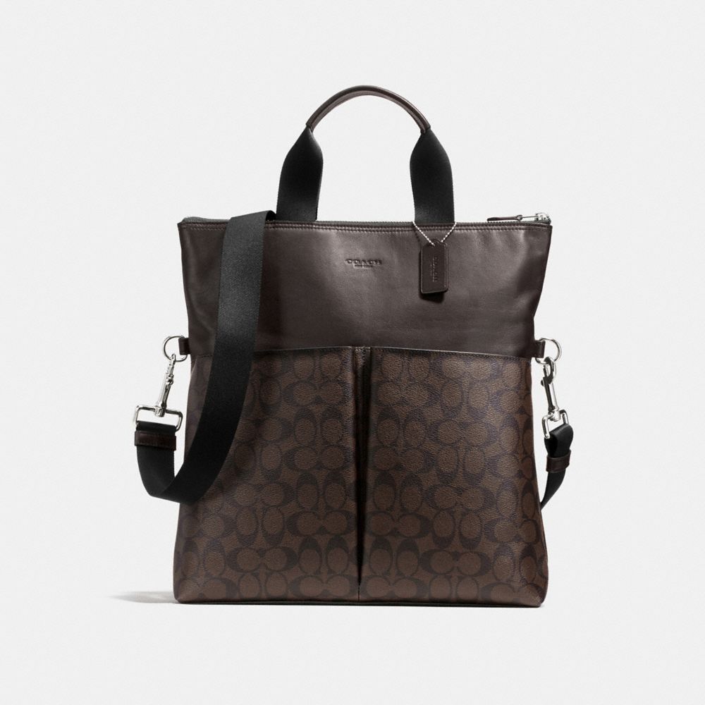 COACH f54774 CHARLES FOLDOVER TOTE IN SIGNATURE MAHOGANY/BROWN