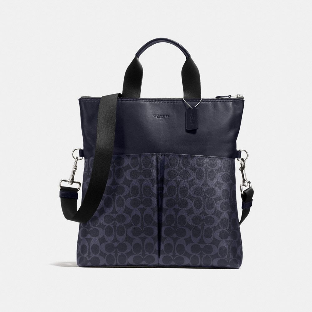 CHARLES FOLDOVER TOTE IN SIGNATURE - f54774 - MIDNIGHT