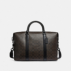 VOYAGER BAG IN SIGNATURE CANVAS - COACH f54776 - BROWN BLACK/BLACK/BLACK ANTIQUE NICKEL
