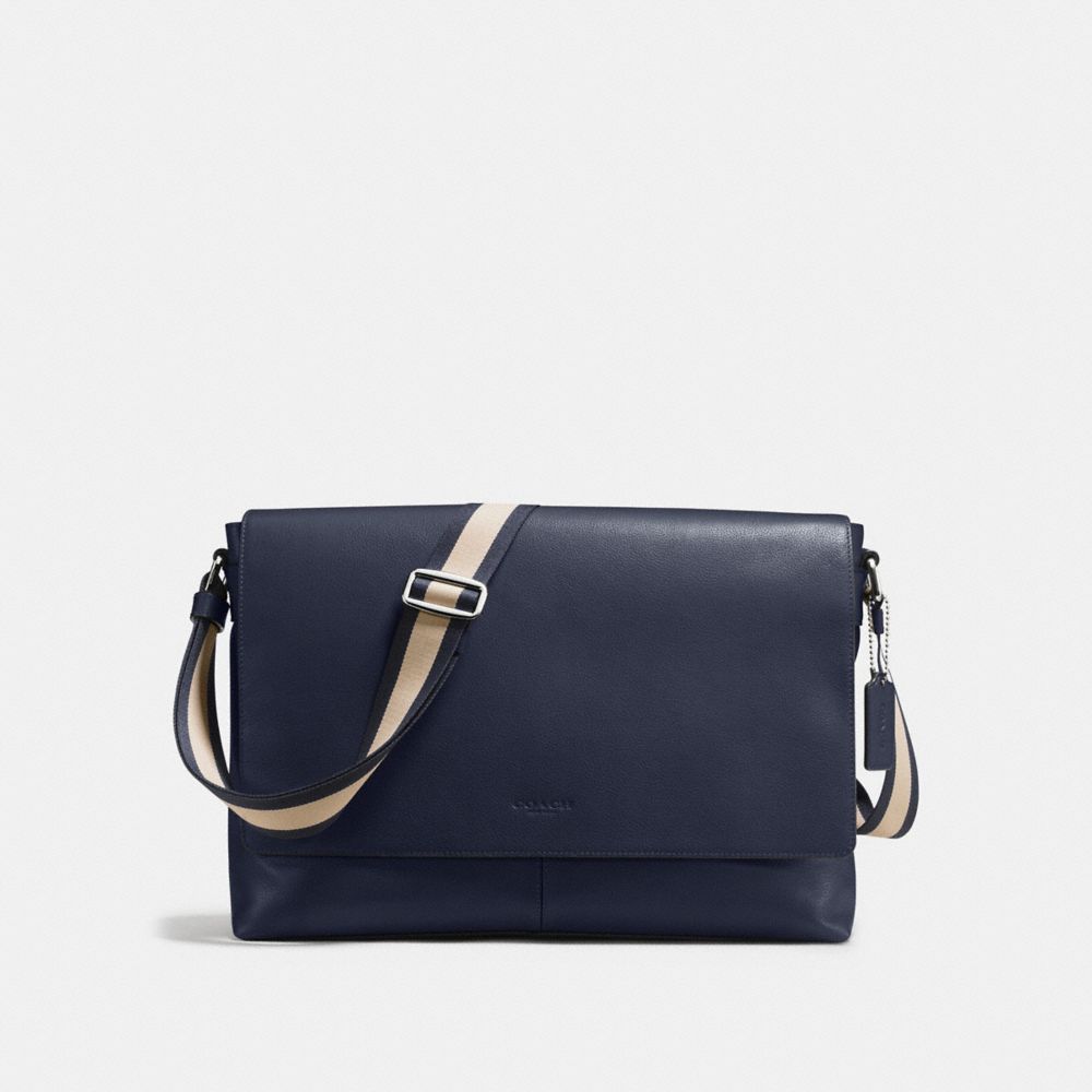 COACH f54792 CHARLES MESSENGER IN SMOOTH LEATHER MIDNIGHT