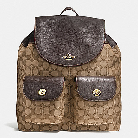 COACH f54795 BILLIE BACKPACK IN OUTLINE SIGNATURE IMITATION GOLD/KHAKI/BROWN