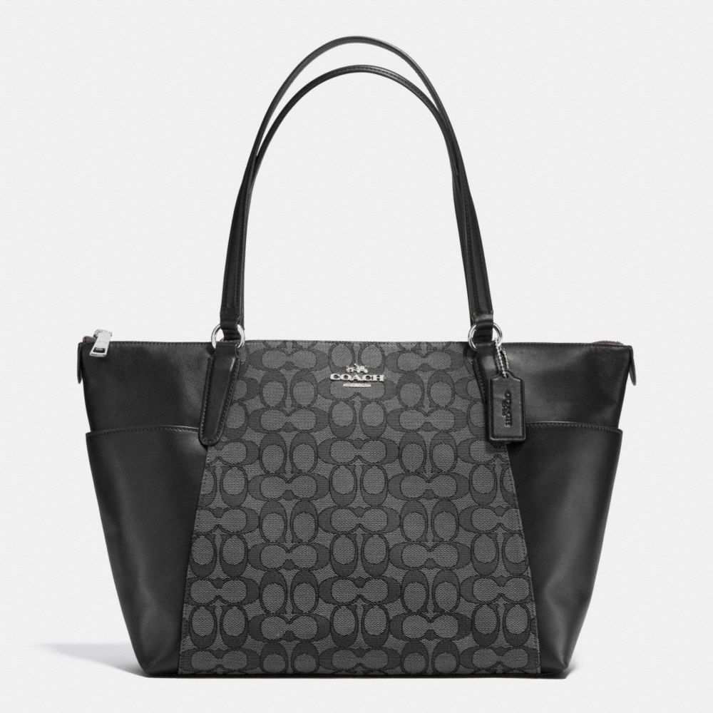 AVA TOTE IN OUTLINE SIGNATURE - f54797 - SILVER/BLACK SMOKE/BLACK