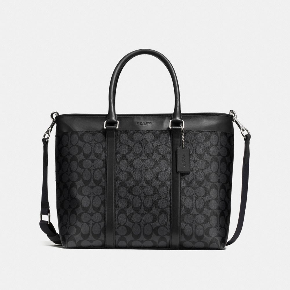 PERRY BUSINESS TOTE IN SIGNATURE - f54799 - CHARCOAL/BLACK