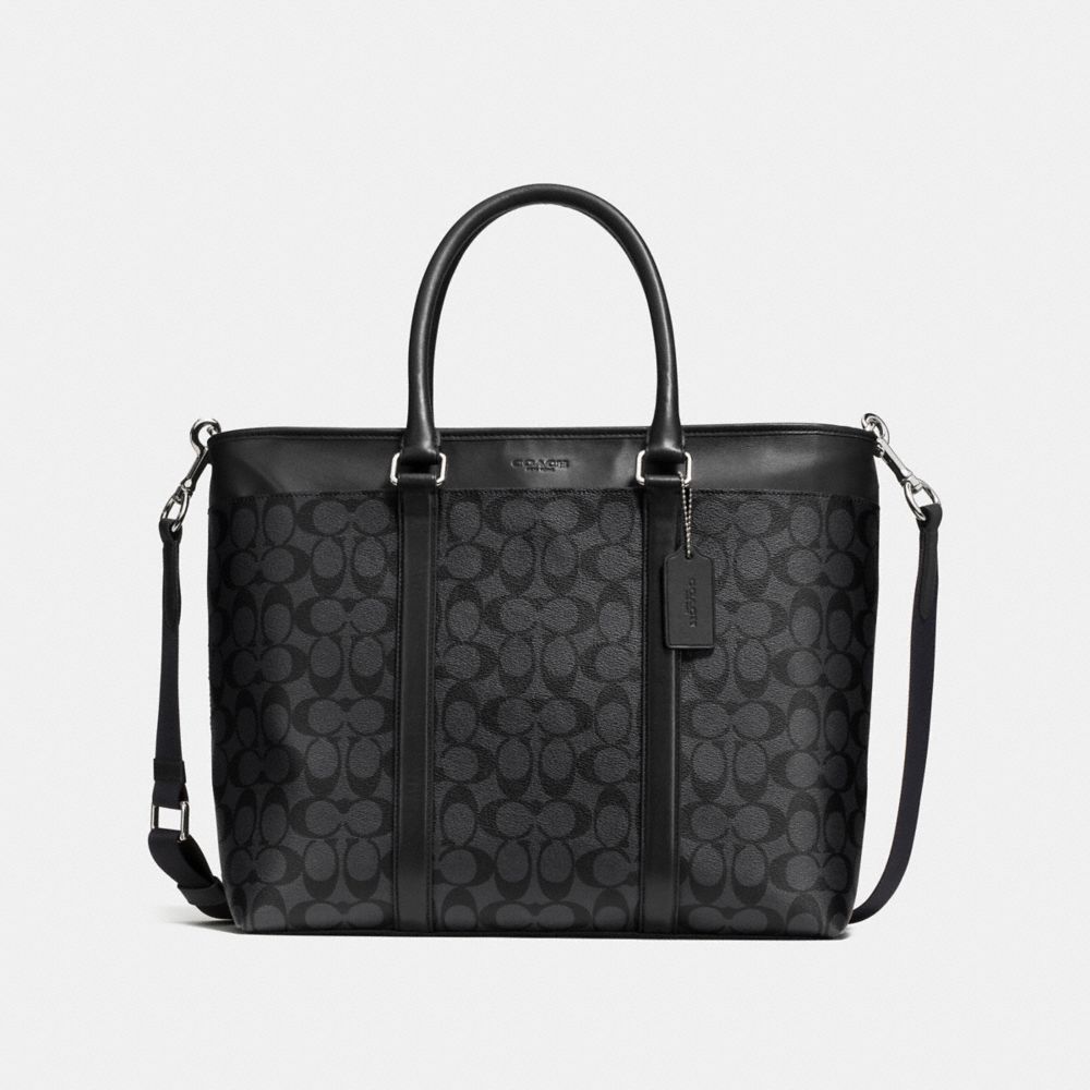 COACH F54799 Perry Business Tote In Signature CHARCOAL/BLACK