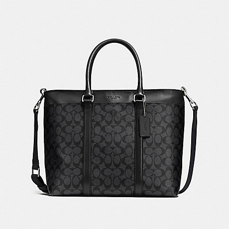 COACH PERRY BUSINESS TOTE IN SIGNATURE - CHARCOAL/BLACK - f54799