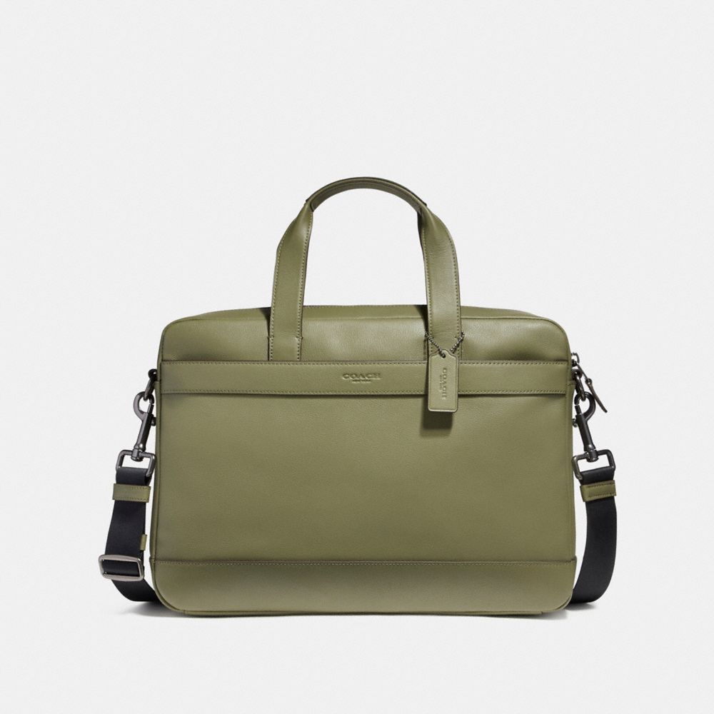 HAMILTON BAG IN SMOOTH LEATHER - COACH f54801 - BLACK ANTIQUE  NICKEL/MILITARY GREEN