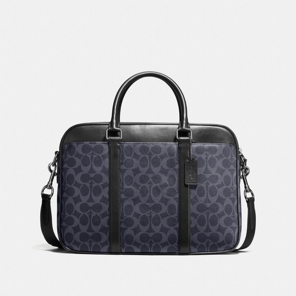 COACH PERRY SLIM BRIEF IN SIGNATURE CANVAS - DENIM/BLACK ANTIQUE NICKEL - F54803