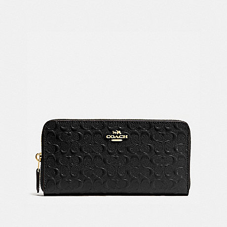 COACH f54805 ACCORDION ZIP WALLET IN SIGNATURE DEBOSSED PATENT LEATHER IMITATION GOLD/BLACK