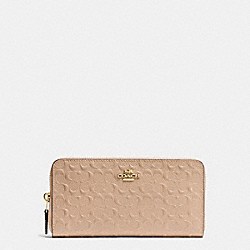 COACH F54805 - ACCORDION ZIP WALLET IN SIGNATURE DEBOSSED PATENT LEATHER IMITATION GOLD/BEECHWOOD