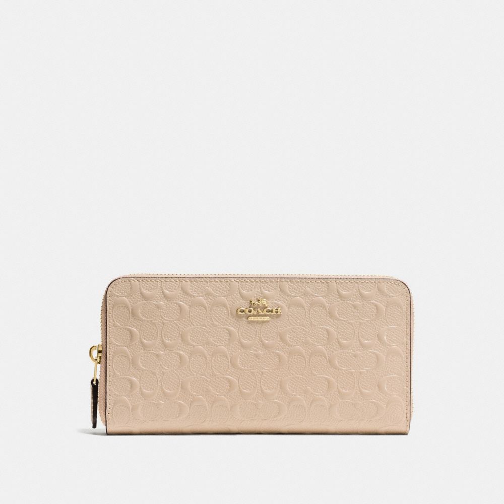 COACH F54805 ACCORDION ZIP WALLET IN SIGNATURE DEBOSSED PATENT LEATHER IMITATION-GOLD/PLATINUM