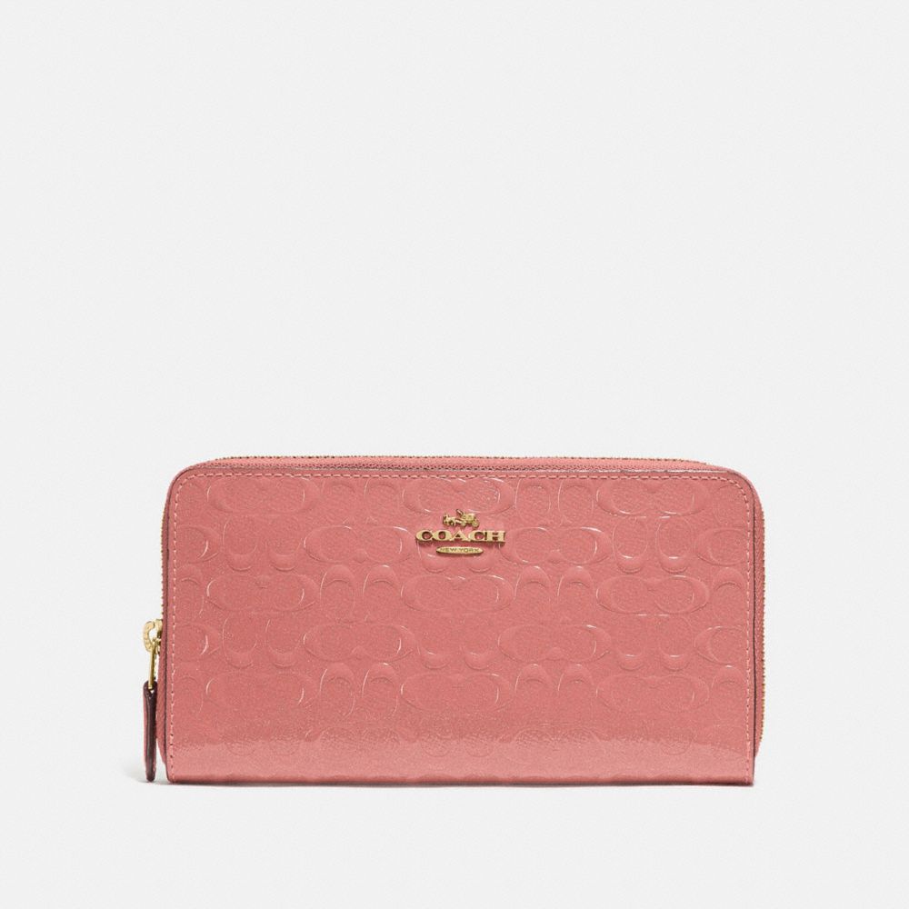 COACH F54805 Accordion Zip Wallet In Signature Leather MELON/LIGHT GOLD