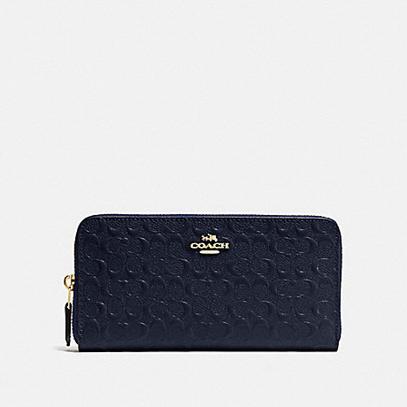 COACH F54805 ACCORDION ZIP WALLET IN SIGNATURE DEBOSSED PATENT LEATHER IMITATION-GOLD/MIDNIGHT