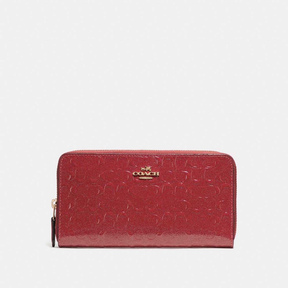 ACCORDION ZIP WALLET - LIGHT GOLD/DARK RED - COACH F54805