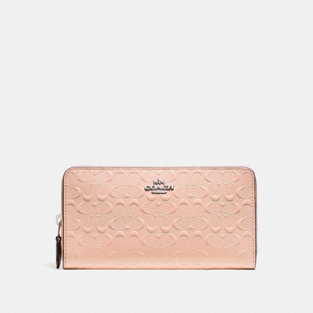 COACH F54805 ACCORDION ZIP WALLET SILVER/LIGHT-PINK