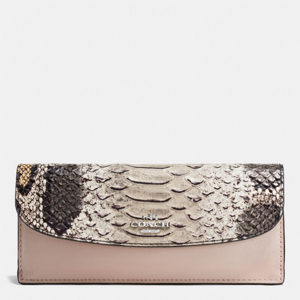 COACH F54821 Soft Wallet In Python Embossed Leather SILVER/GREY BIRCH MULTI