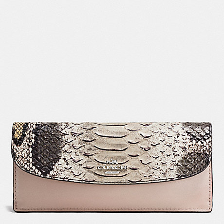 COACH SOFT WALLET IN PYTHON EMBOSSED LEATHER - SILVER/GREY BIRCH MULTI - f54821
