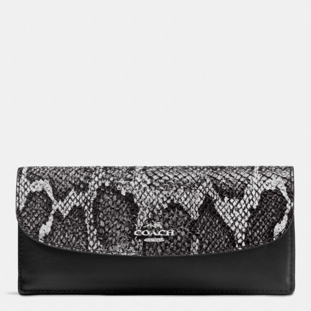 COACH F54821 Soft Wallet In Python Embossed Leather SILVER/BLACK MULTI