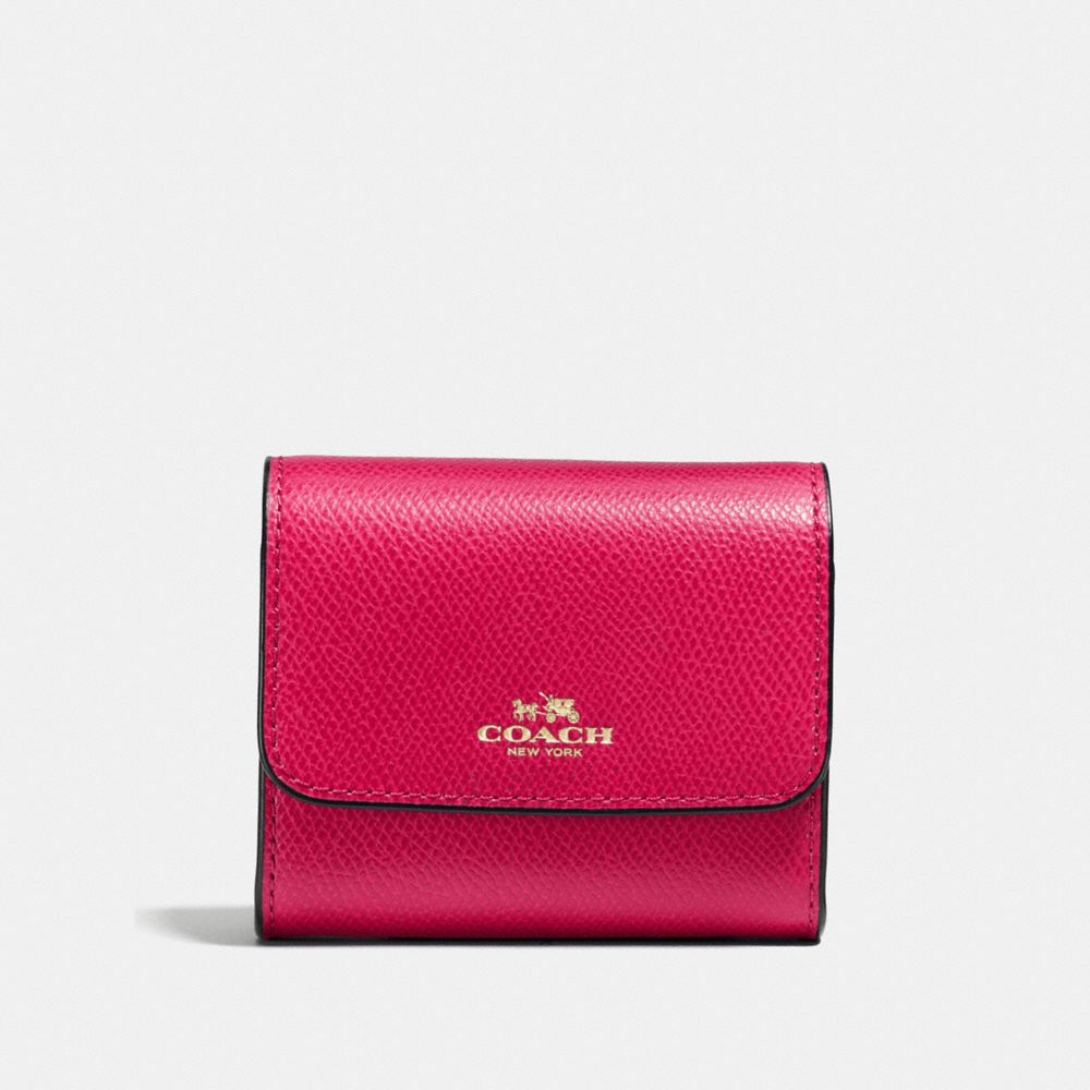 COACH F54843 - ACCORDION CARD CASE IN CROSSGRAIN LEATHER IMITATION GOLD/BRIGHT PINK