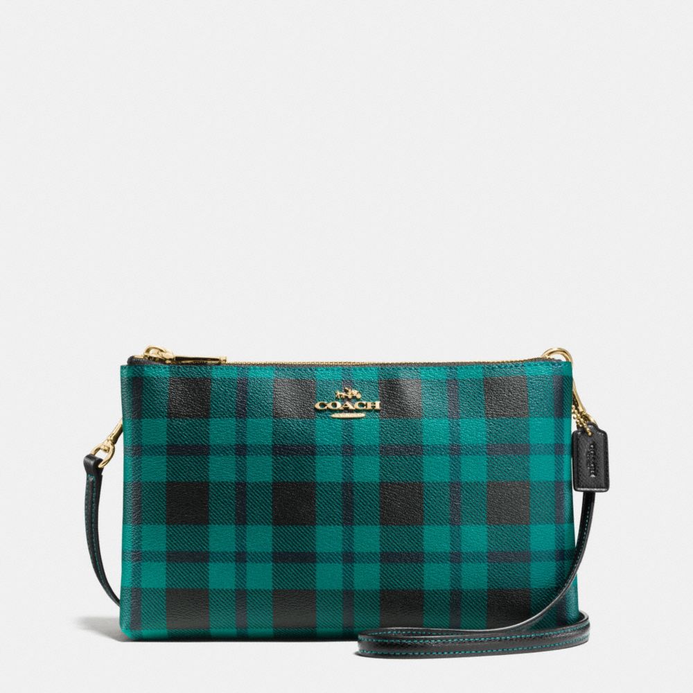 COACH F54863 LYLA CROSSBODY IN RILEY PLAID COATED CANVAS IMITATION-GOLD/ATLANTIC-MULTI