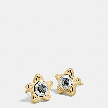 COACH F54884 FLORAL EARRINGS WITH STONE GOLD/SILVER
