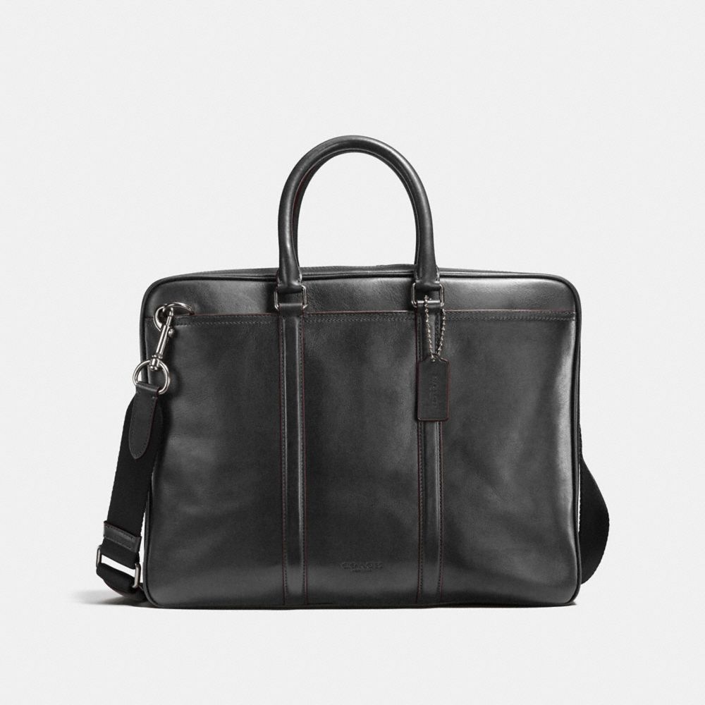 COACH METROPOLITAN SLIM BRIEF - BLACK ANTIQUE NICKEL/GRAPHITE - f54908