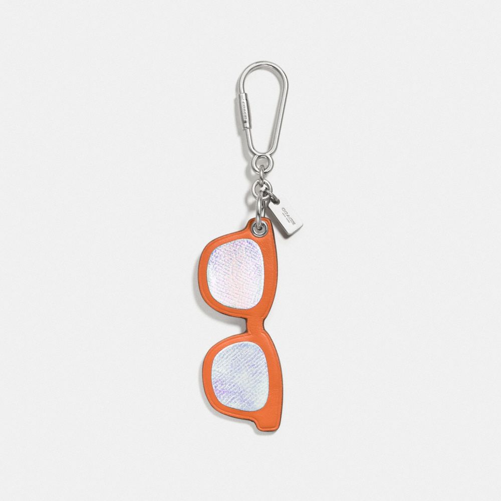 LEATHER SUNGLASSES BAG CHARM - SILVER/ORANGE - COACH F54920