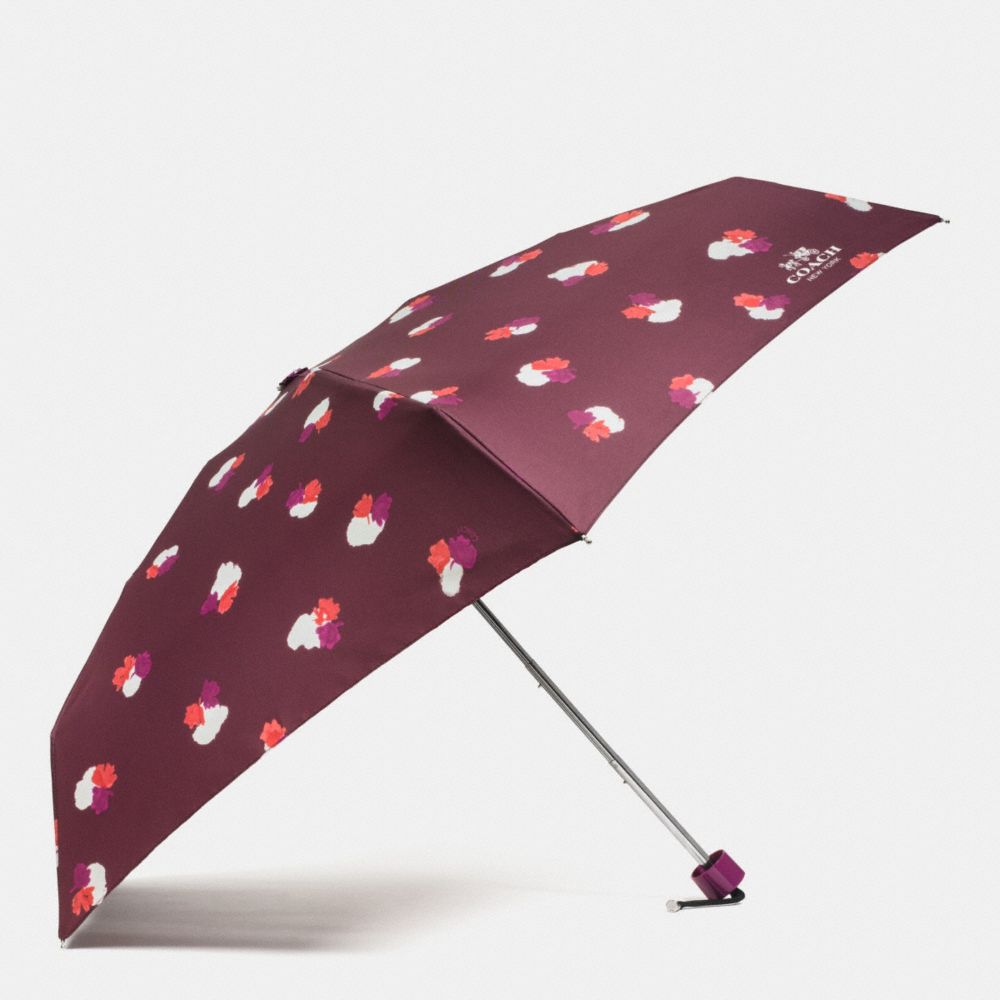 FIELD FLORA MINI UMBRELLA - SILVER/BURGUNDY - COACH F54925