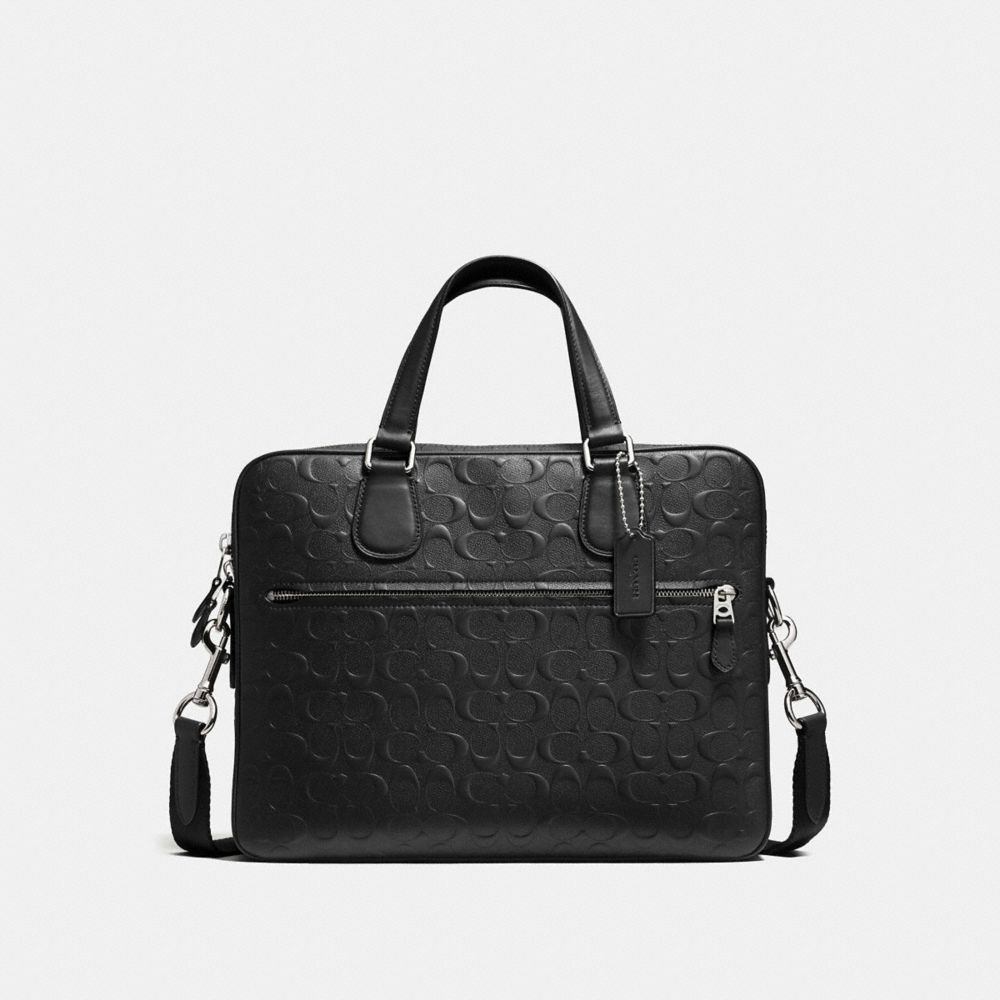HUDSON 5 BAG IN SIGNATURE LEATHER - F54932 - BLACK/SILVER