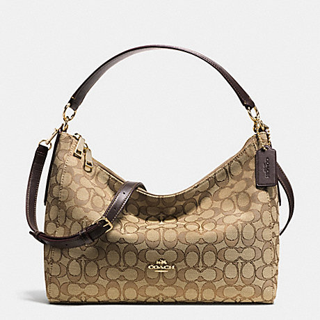 COACH f54936 EAST/WEST CELESTE CONVERTIBLE HOBO IN OUTLINE SIGNATURE IMITATION GOLD/KHAKI/BROWN