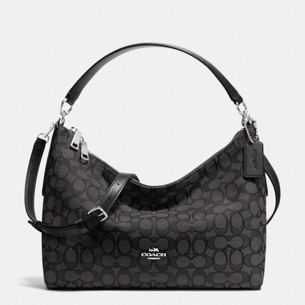 EAST/WEST CELESTE CONVERTIBLE HOBO IN OUTLINE SIGNATURE - SILVER/BLACK SMOKE/BLACK - COACH F54936