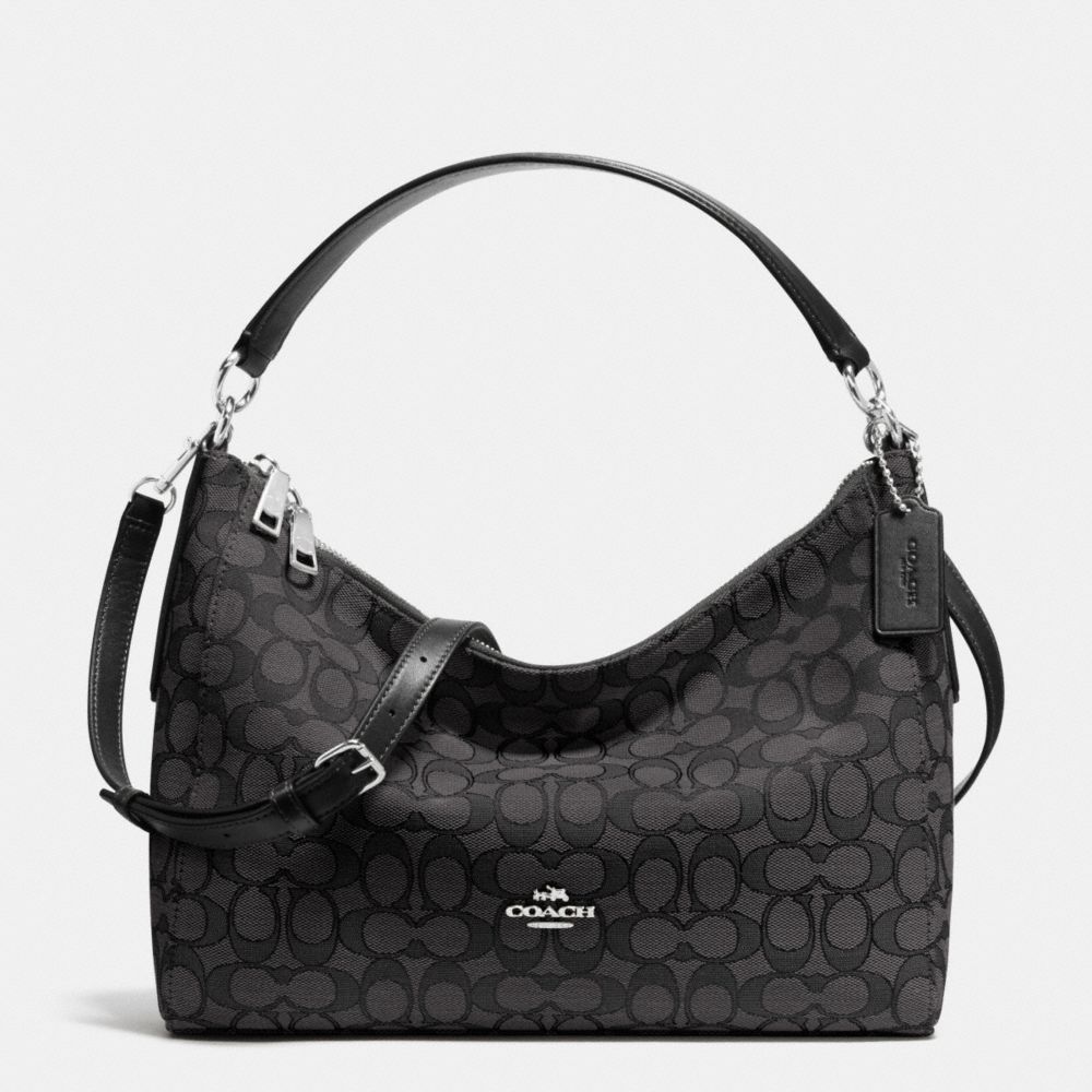 EAST/WEST CELESTE CONVERTIBLE HOBO IN OUTLINE SIGNATURE - f54936 - SILVER/BLACK SMOKE/BLACK