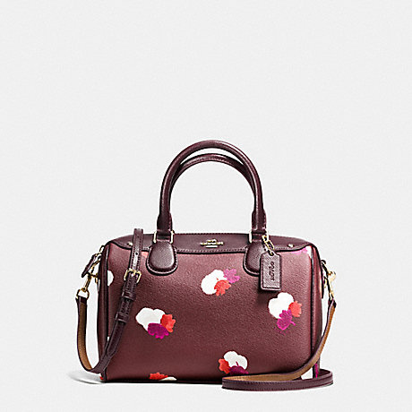 COACH MINI BENNETT SATCHEL IN FIELD FLORA PRINT COATED CANVAS - IMITATION GOLD/BURGUNDY MULTI - f54943