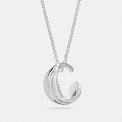STERLING SILVER CIRCLE FEATHER NECKLACE - COACH f54946 - SILVER/SILVER