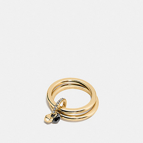 COACH F54957 FACETED HEART RING SET GOLD/BLACK
