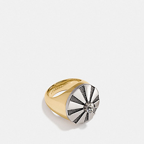 COACH F54975 LARGE DAISY RIVET COCKTAIL RING SILVER/GOLD