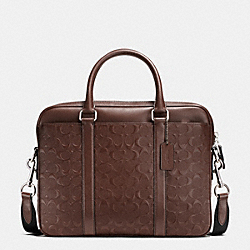 COACH F55063 - PERRY COMPACT BRIEF IN SIGNATURE CROSSGRAIN LEATHER MAHOGANY
