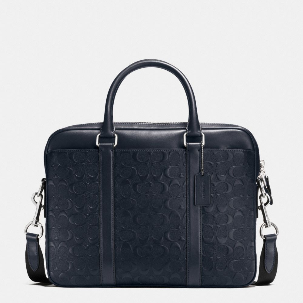 COACH PERRY COMPACT BRIEF IN SIGNATURE CROSSGRAIN LEATHER - MIDNIGHT - f55063