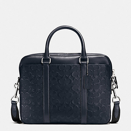 COACH F55063 PERRY COMPACT BRIEF IN SIGNATURE CROSSGRAIN LEATHER MIDNIGHT