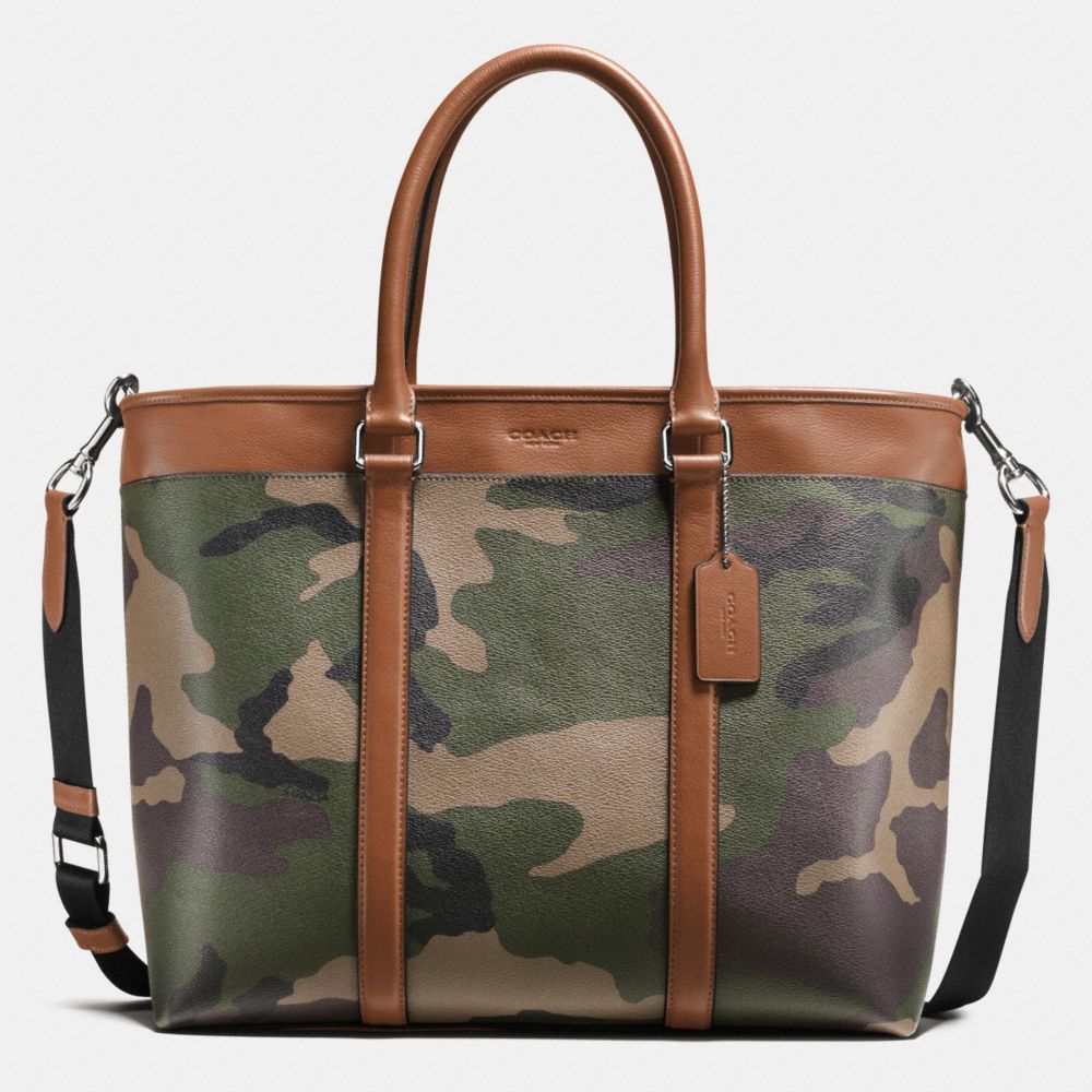 COACH f55137 PERRY BUSINESS TOTE IN PRINTED COATED CANVAS GREEN CAMO